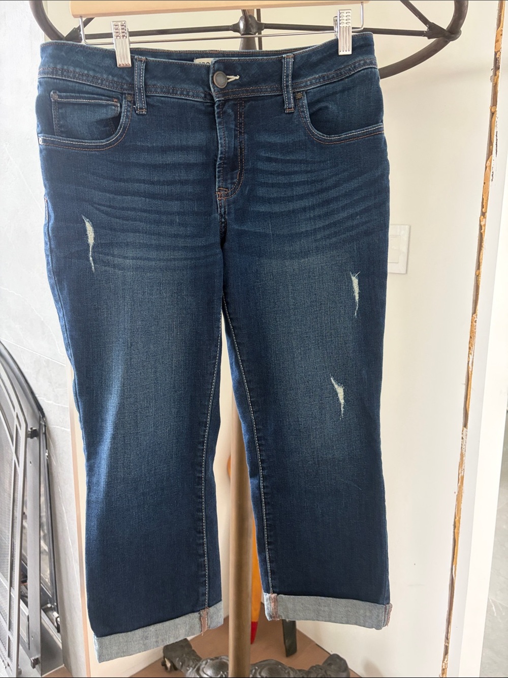 Dark Indigo Cropped Women’s Jeans with Rolled Cuff